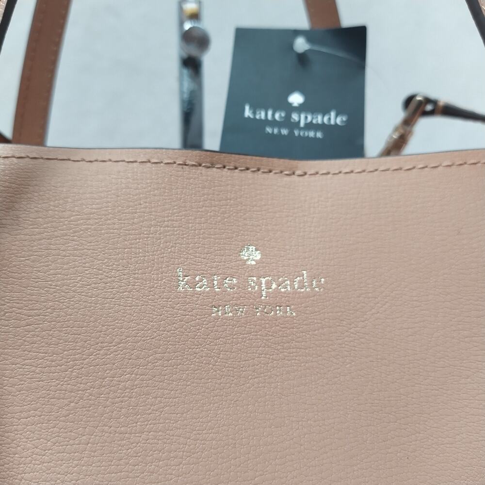 Kate Spade New York Beige Leather Double Handles Tote Bag - NWT $359 - Picture 4 of 16